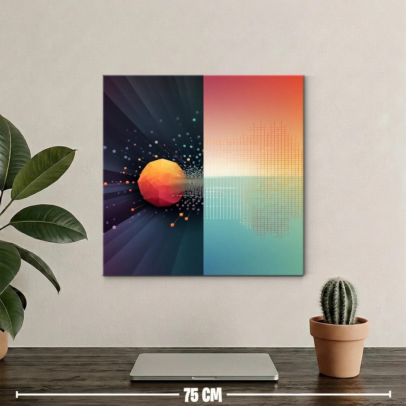 Composición abstracta con esfera y red geométrica vibrante — miniatura 2
