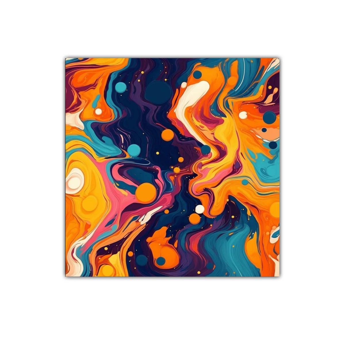 Cuadro abstracto con formas fluidas y vibrantes colores