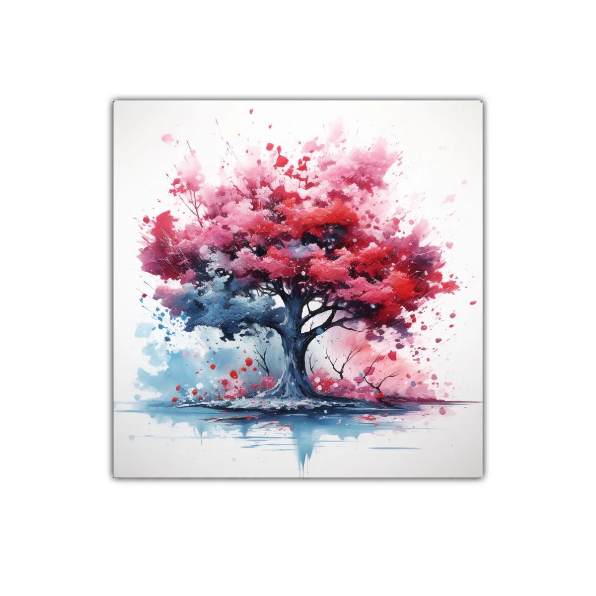 Árbol vibrante con colores intensos y efecto acuarela
