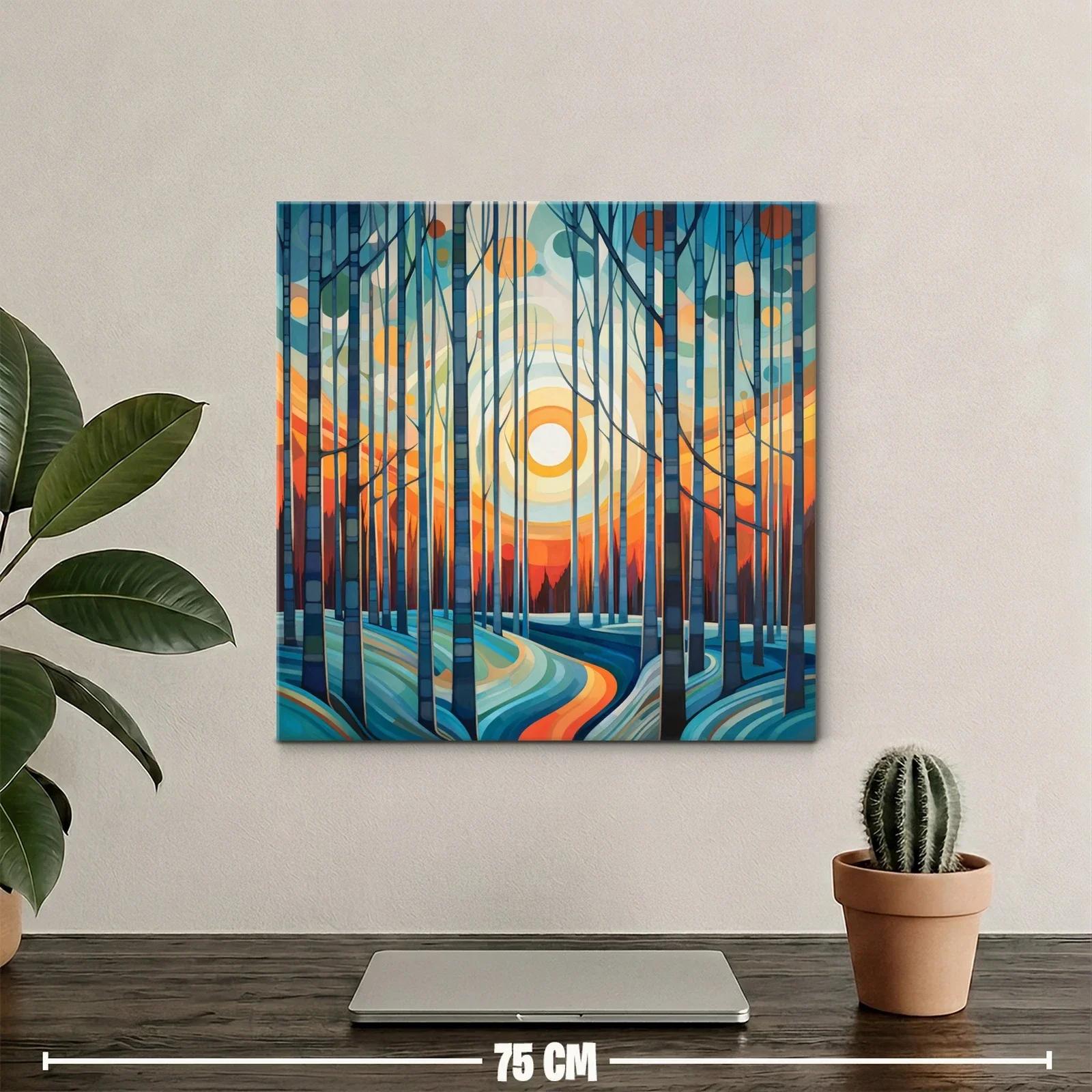 Paisaje forestal abstracto con luz cálida al amanecer — miniatura 2