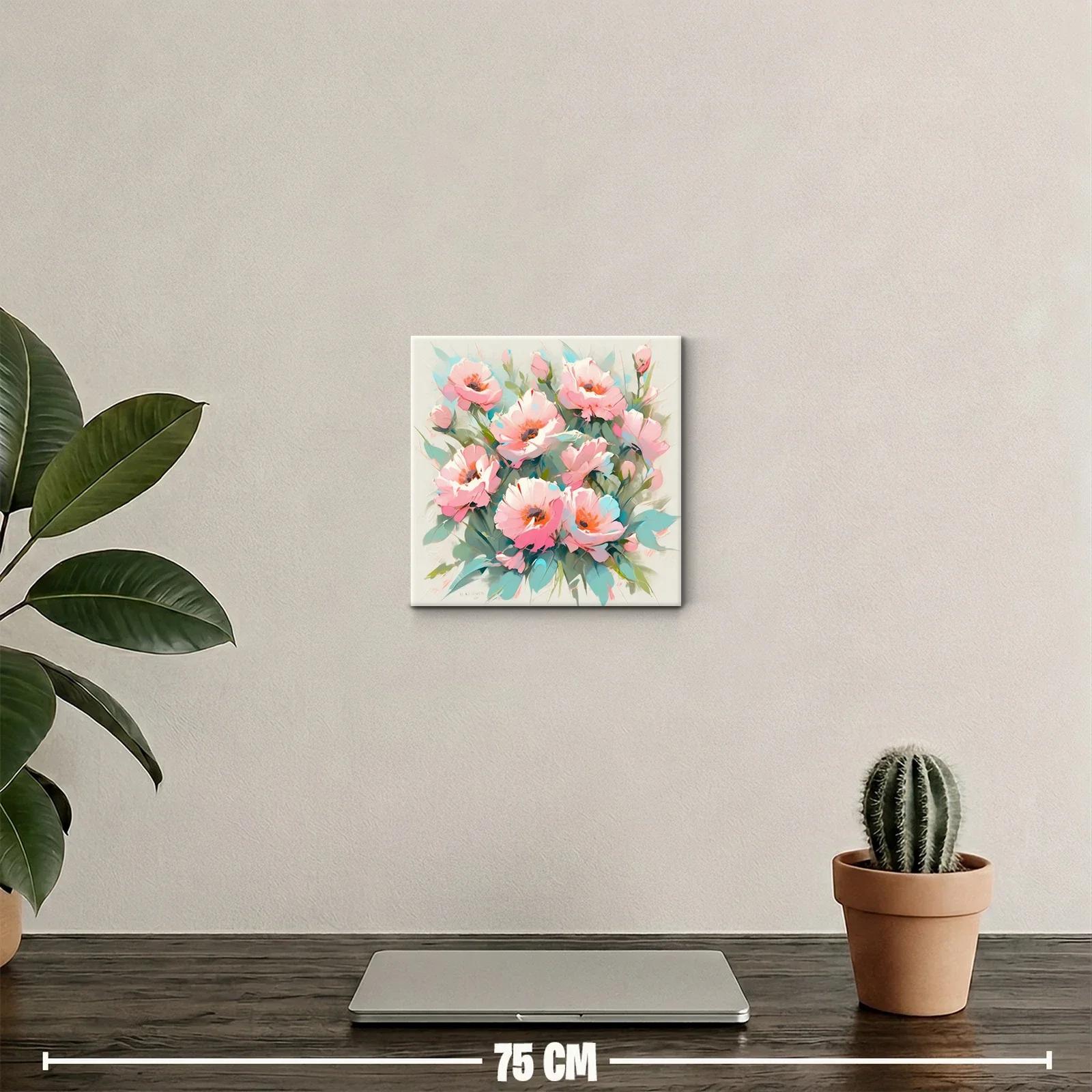 Cuadro decorativo con ramo de flores rosas y verdes — miniatura 2