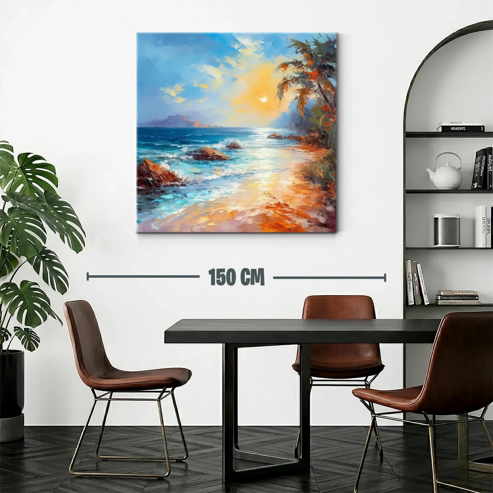 Atardecer brillante en costa tropical con palmeras — miniatura 2