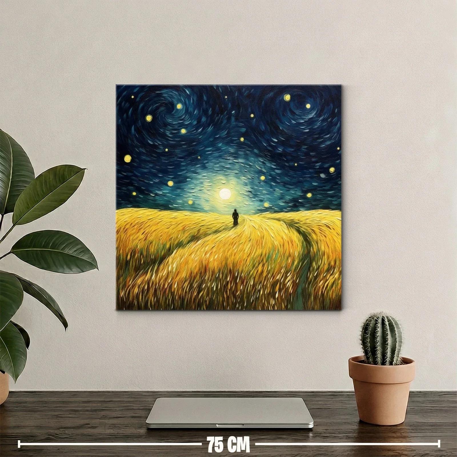 Paisaje nocturno con trigo bajo cielo estrellado — miniatura 2