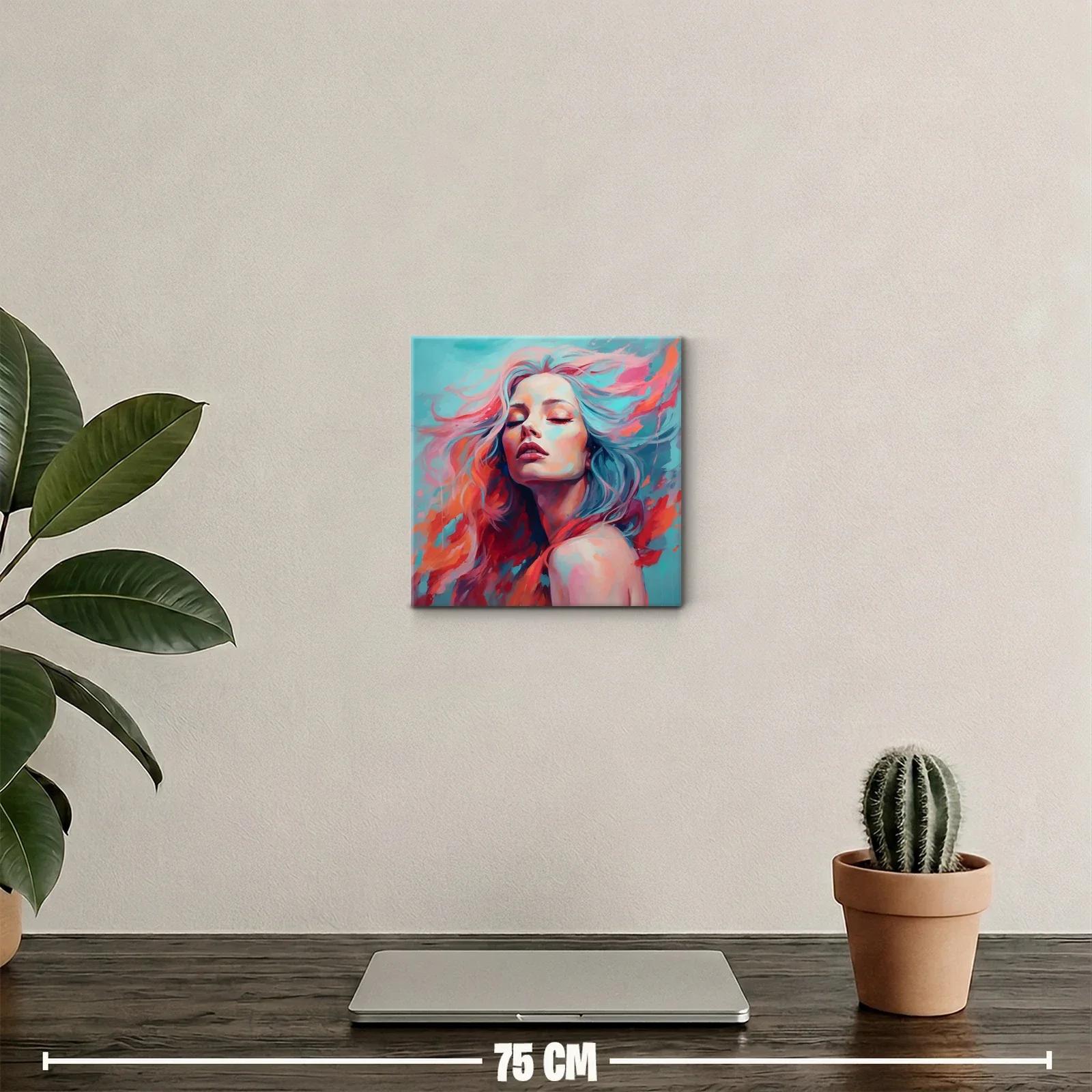 Retrato expresivo de mujer con cabello en movimiento colorido — miniatura 2