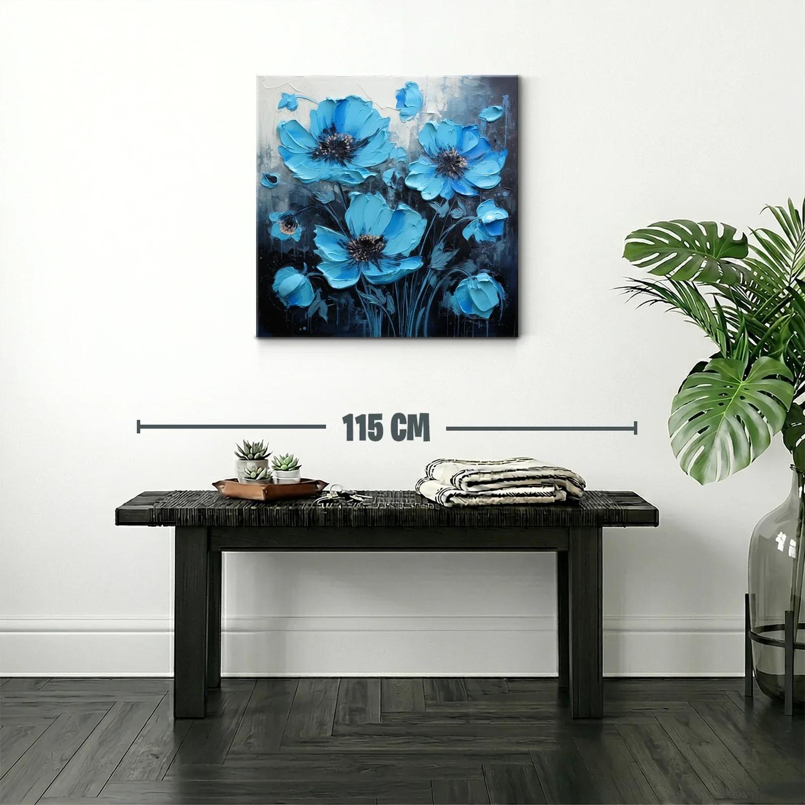 Flores azules vibrantes sobre fondo oscuro elegante — miniatura 2