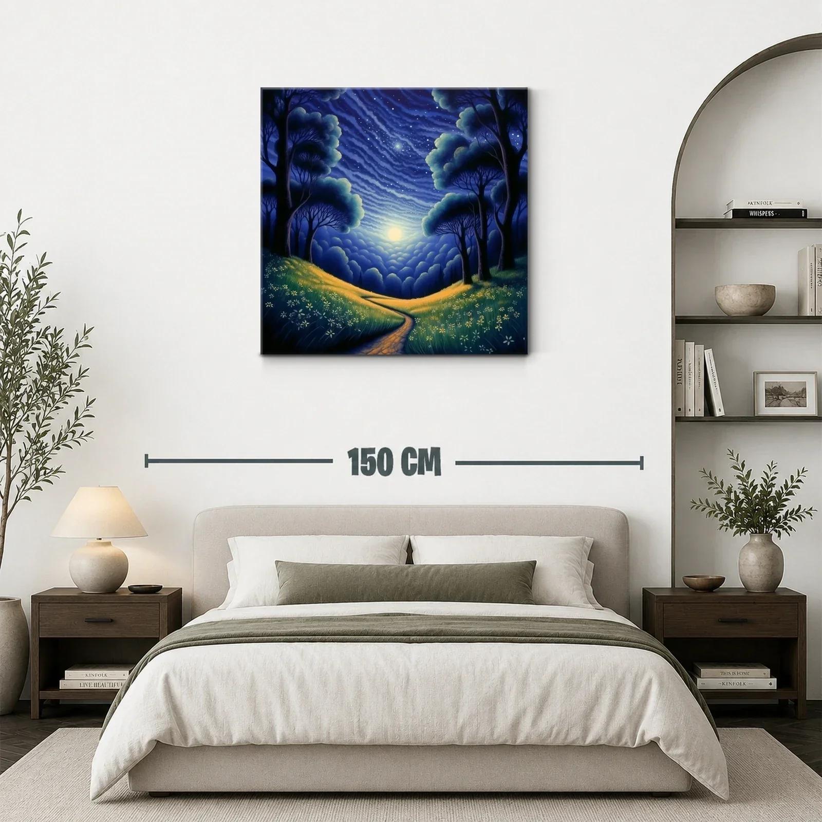 Paisaje nocturno con sendero y cielo estrellado — miniatura 3