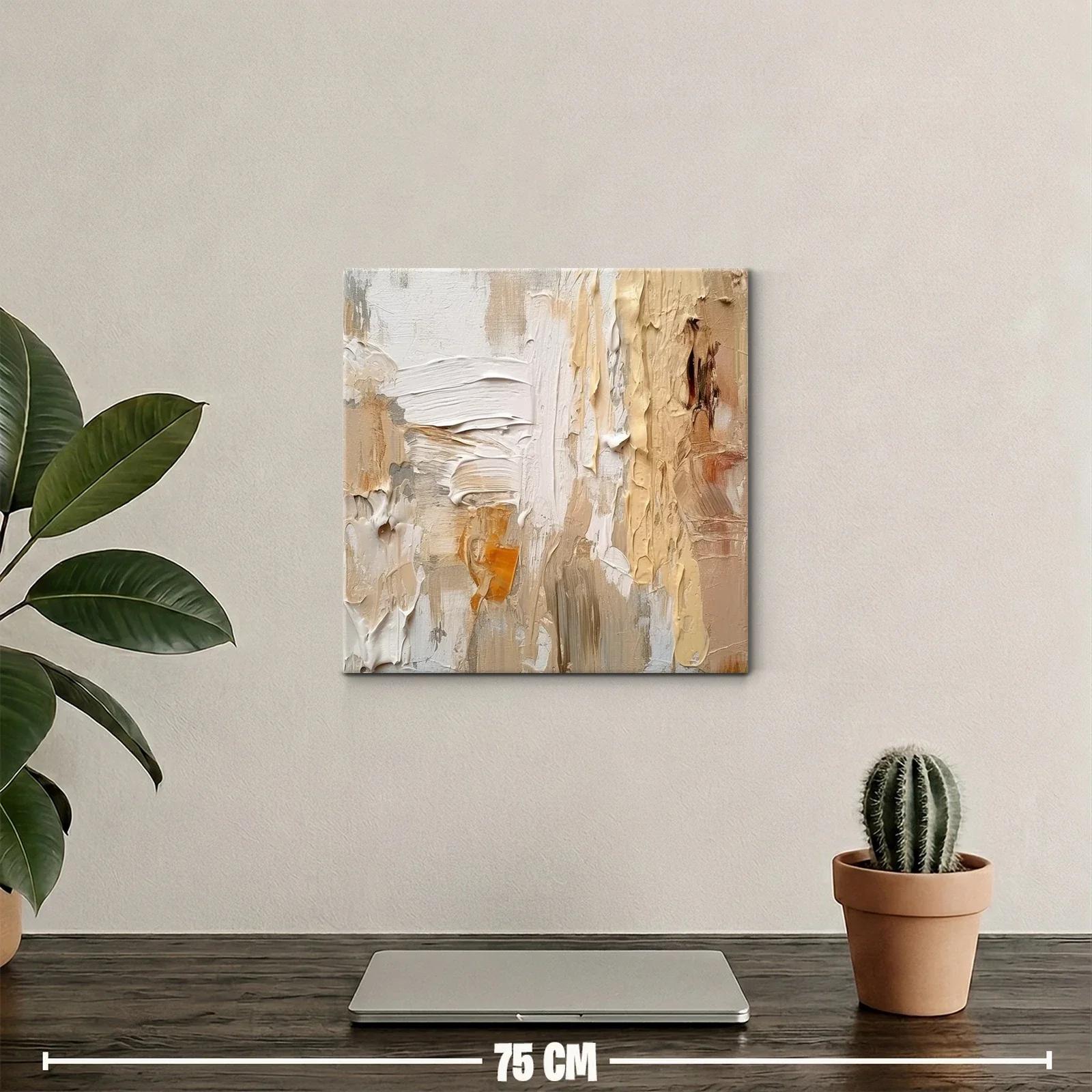 Cuadro abstracto en tonos tierra y beige texturizado — miniatura 2