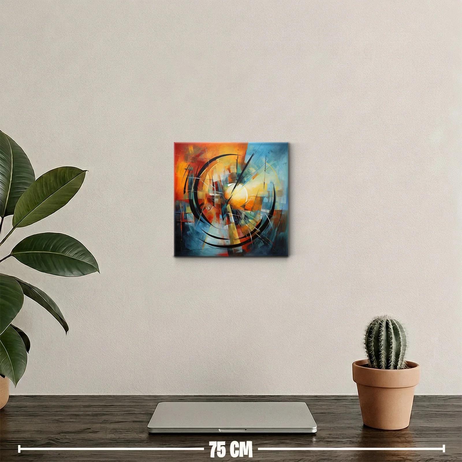 Cuadro abstracto con energía circular y colores vibrantes — miniatura 2