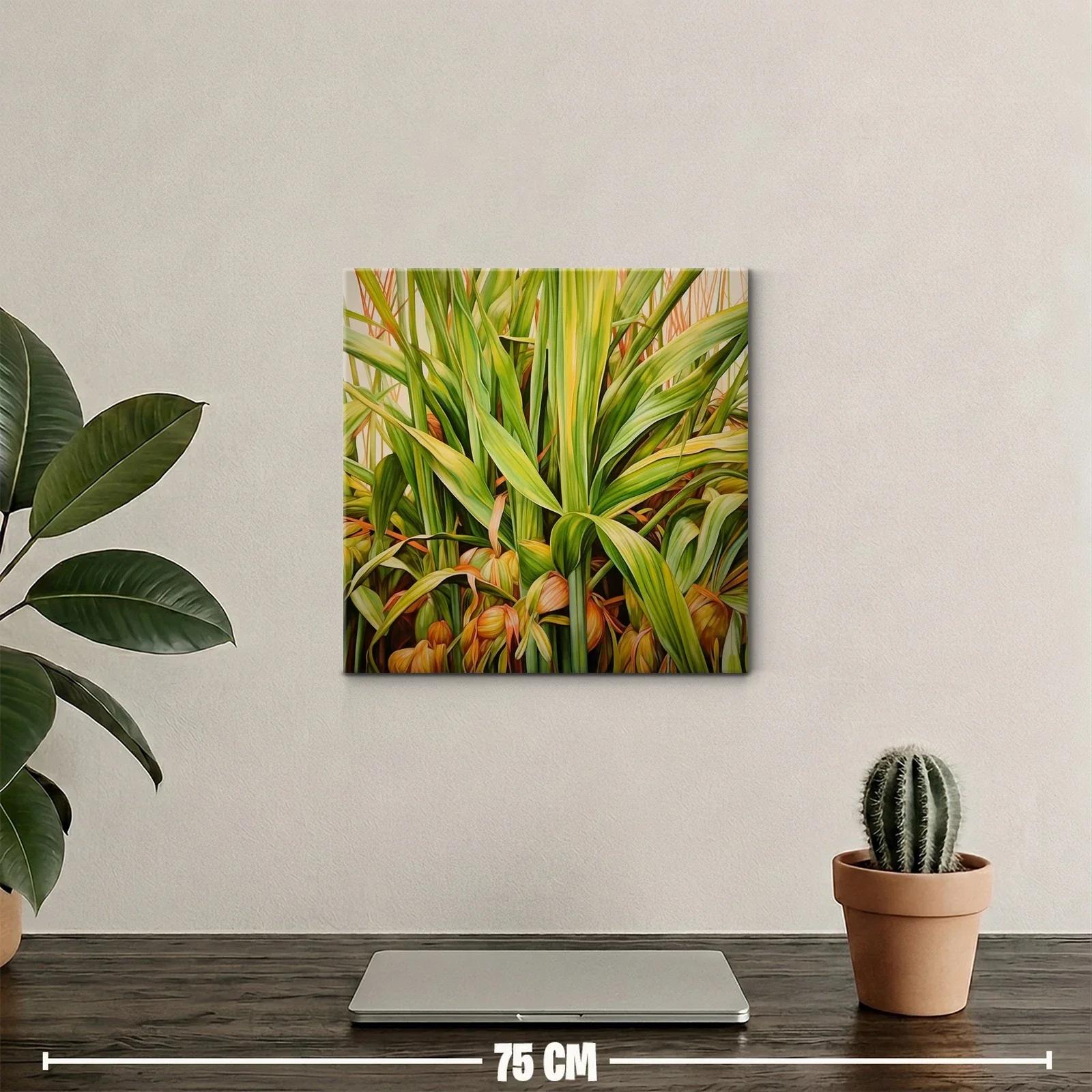 Exuberante cuadro con hojas verdes y tonos tierra — miniatura 2