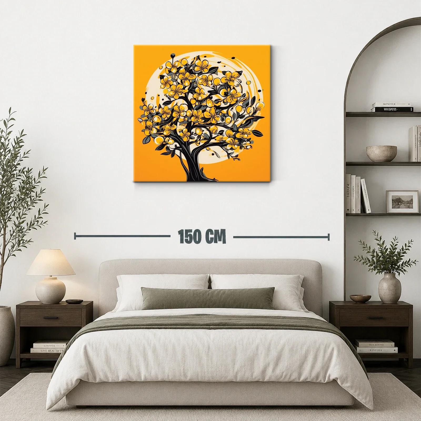 Arbol florido en tonos cálidos para ambientar tu hogar — miniatura 3