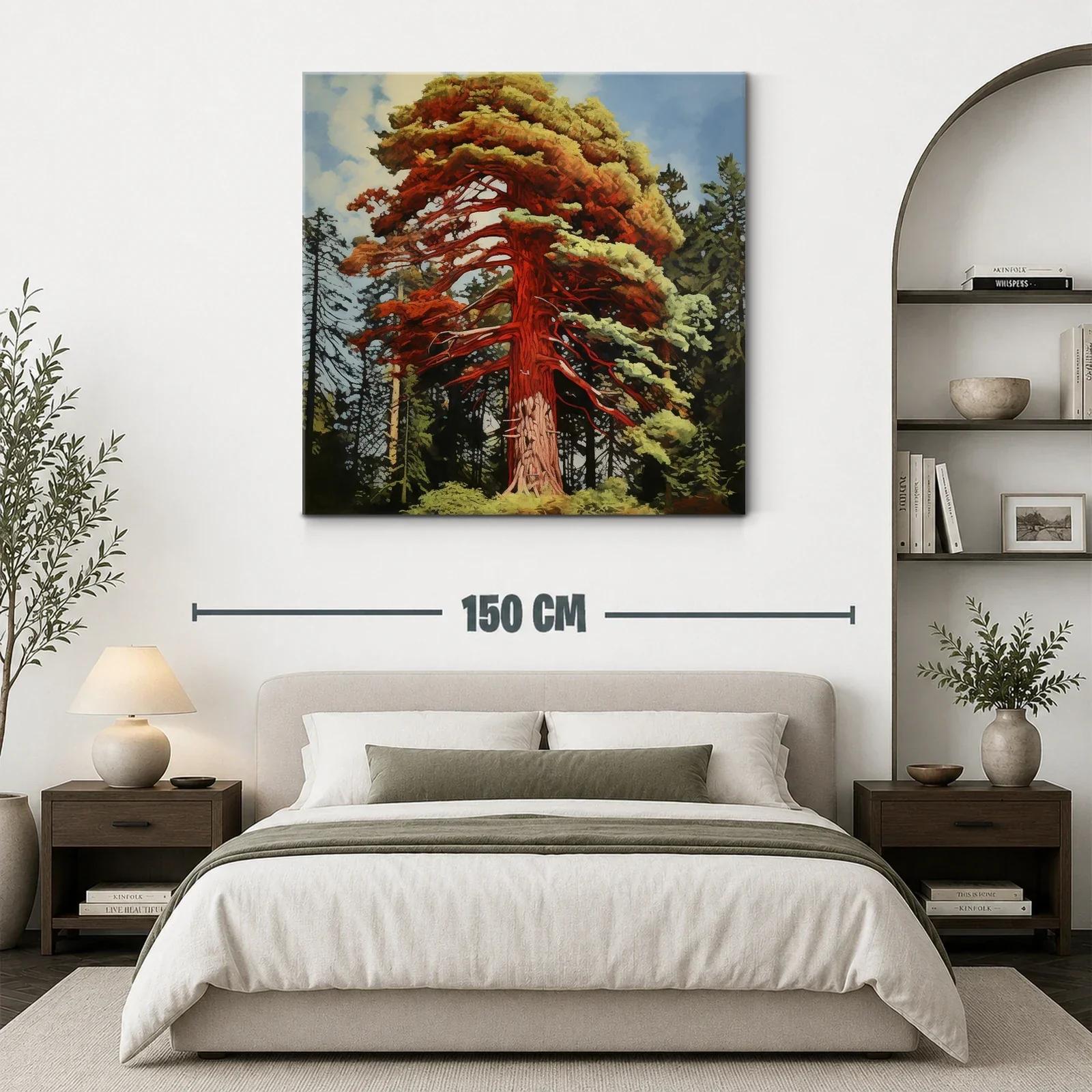 Imponente árbol rojo en bosque natural vibrante — miniatura 3