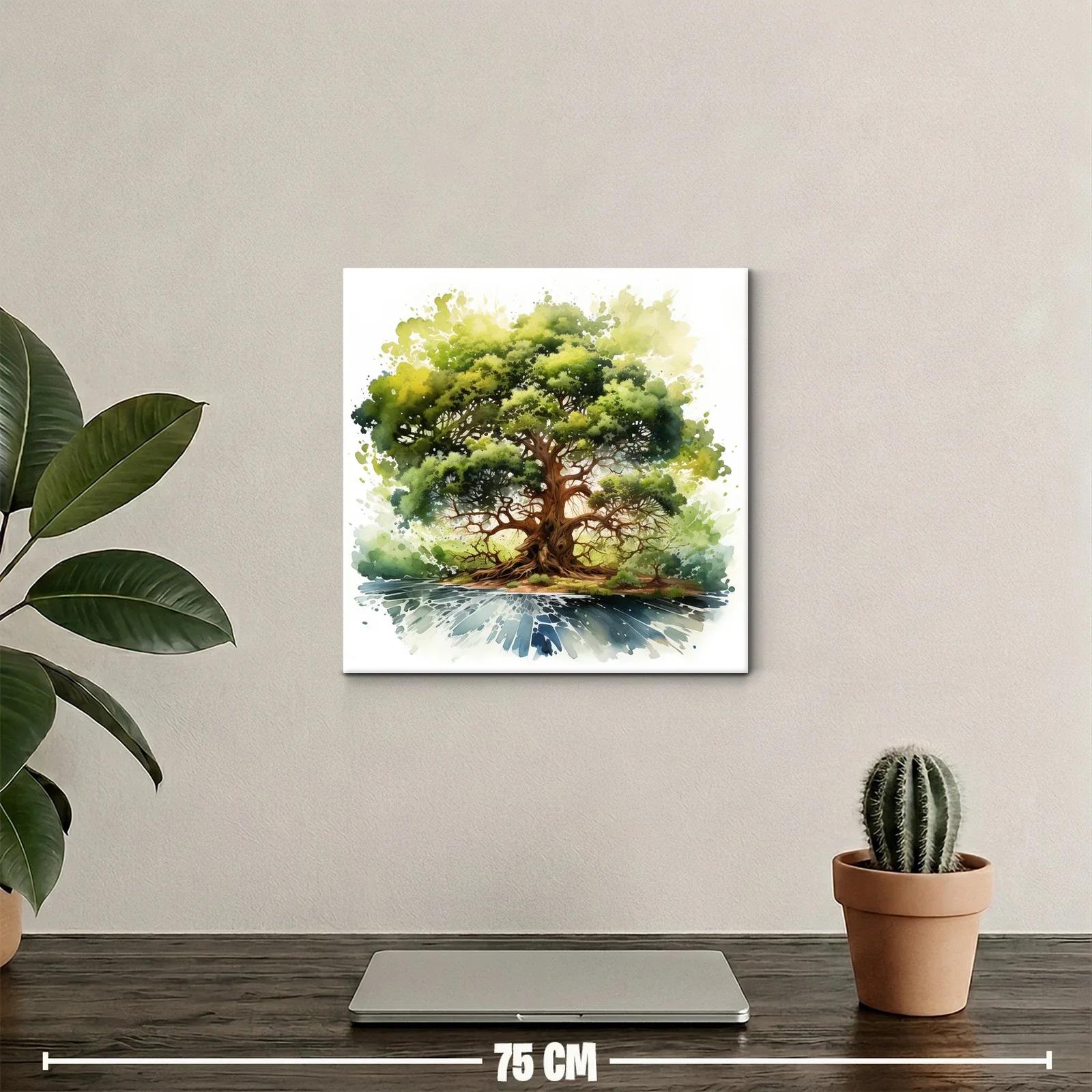 Impresionante árbol frondoso con reflejo en agua serena — miniatura 2