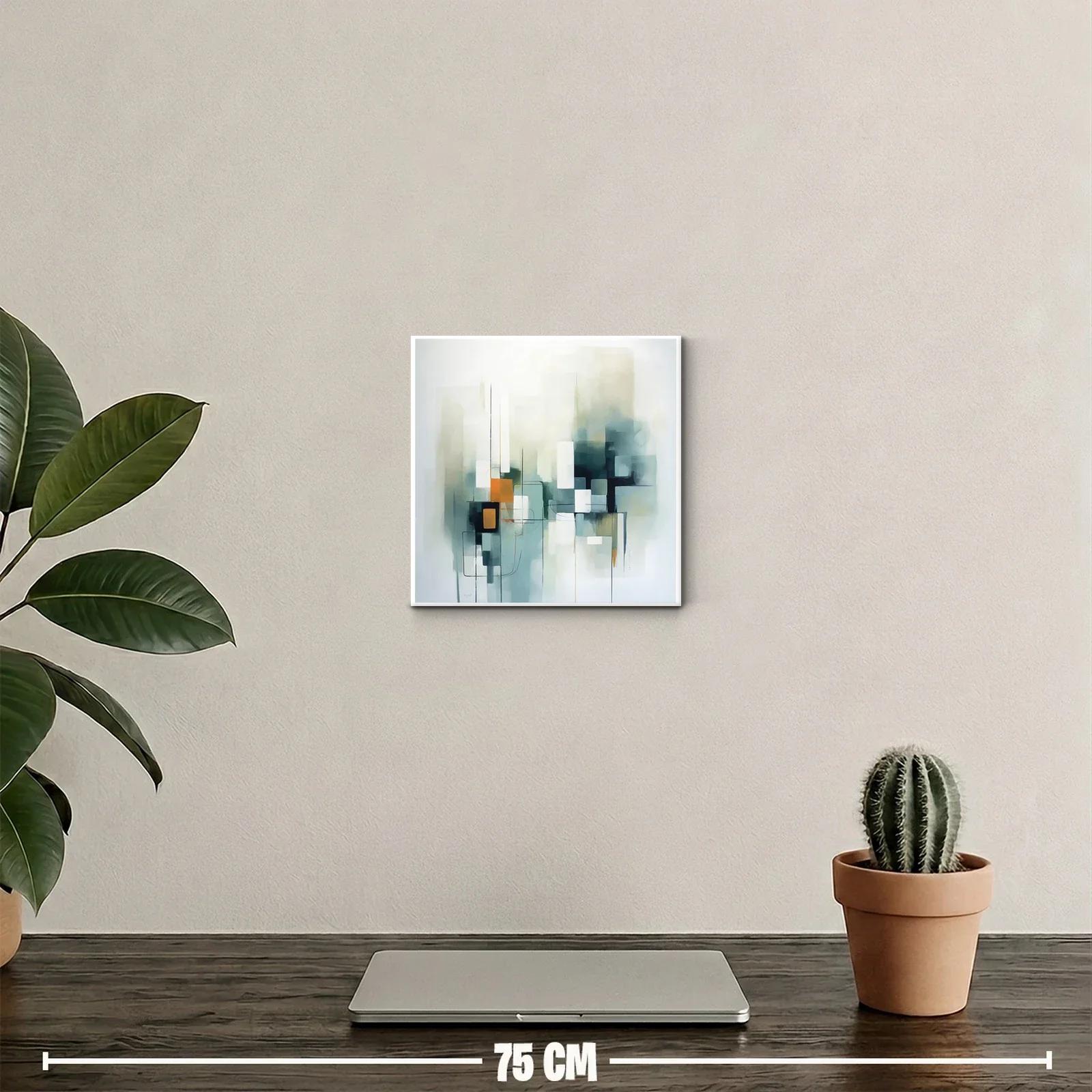 Cuadro abstracto con formas geométricas y tonos suaves — miniatura 2
