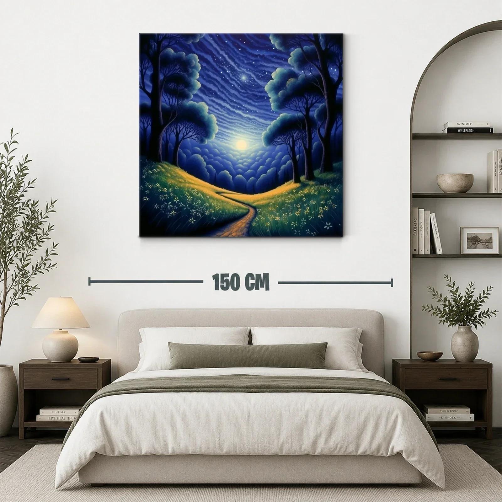Paisaje nocturno con sendero y cielo estrellado — miniatura 3