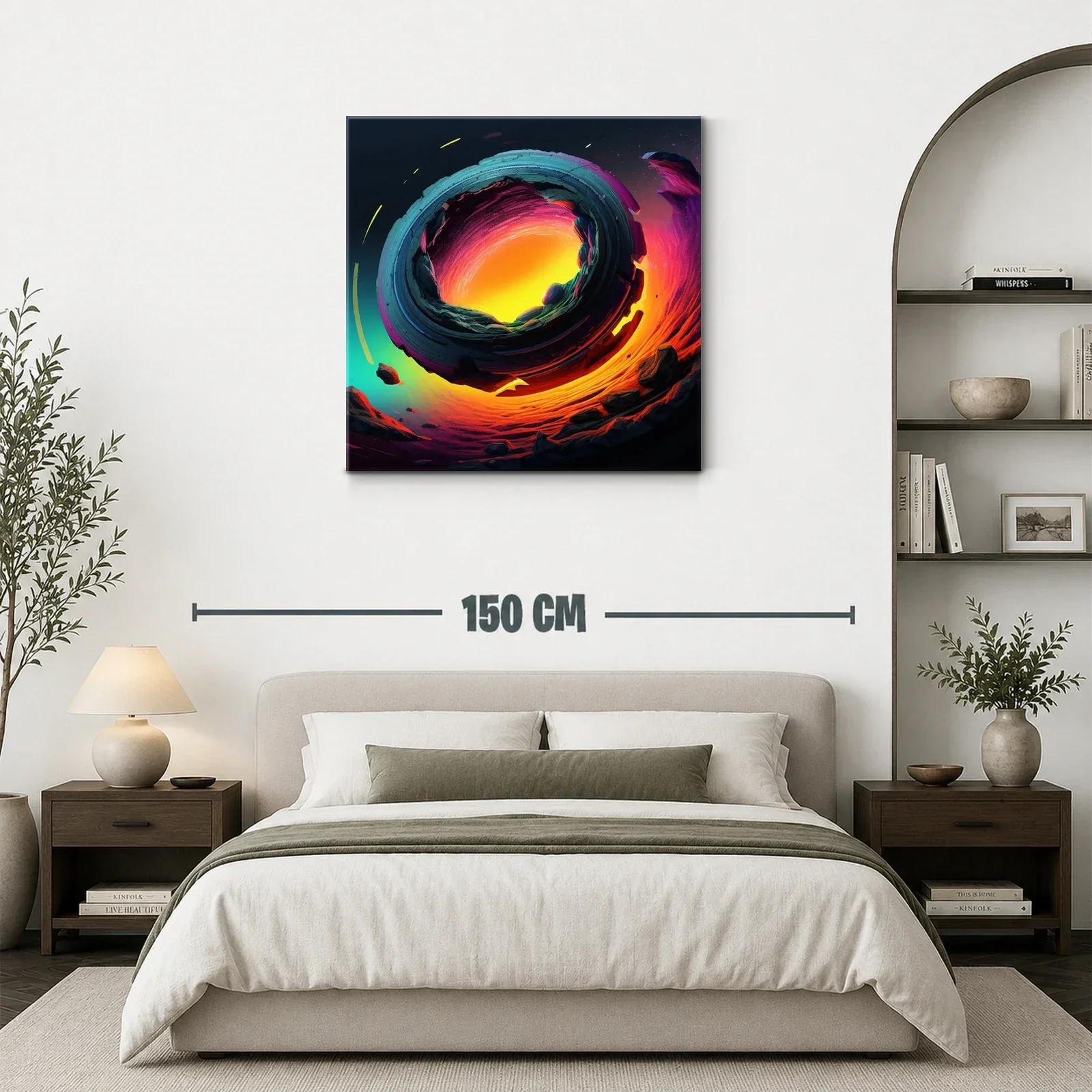 Cuadro abstracto con espiral de fuego y tonos vibrantes — miniatura 3