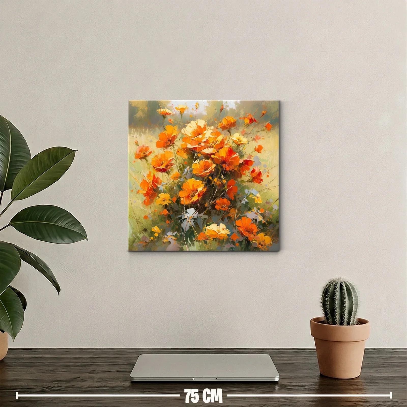 Cuadro floral con vibrantes tonos naranjas y amarillos — miniatura 2