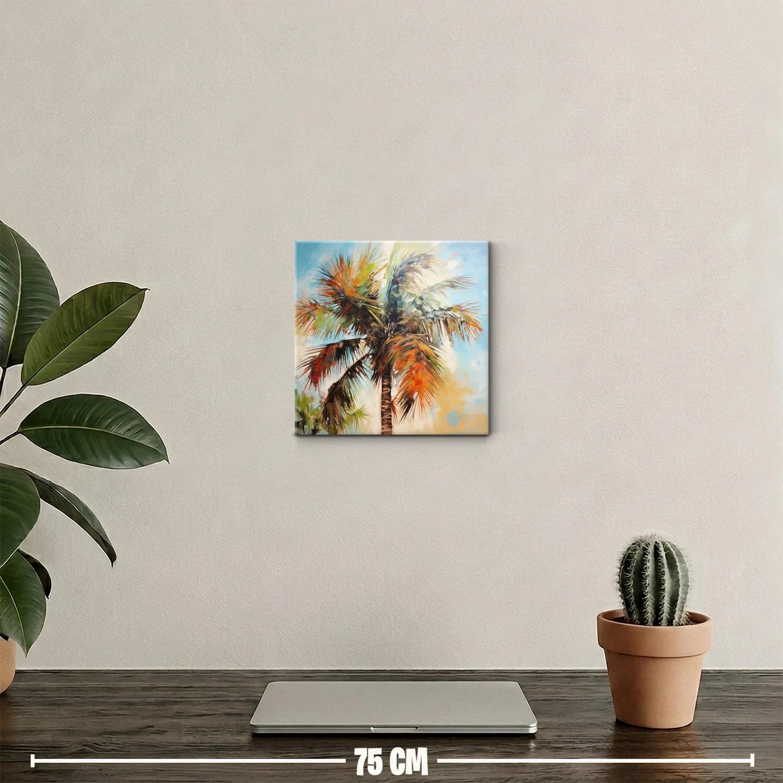 Palmera vibrante con tonos cálidos y cielo azul — miniatura 2