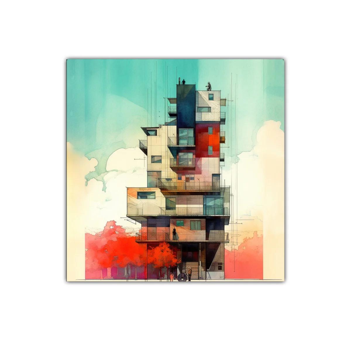 Construcción moderna con toques arquitectónicos en colores vivos — imagen principal