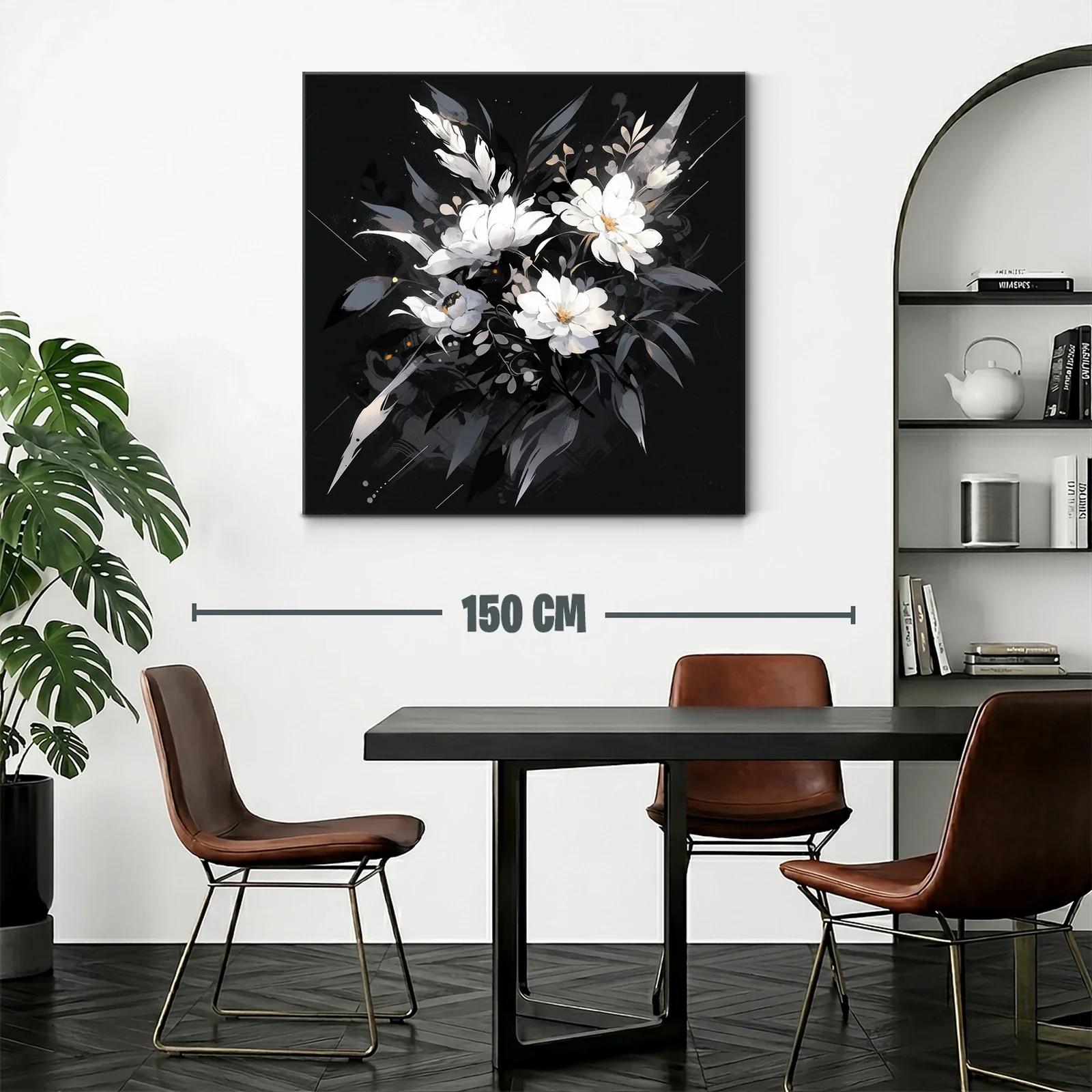 Elegancia floral en tonos blancos y grises sobre fondo oscuro — miniatura 2
