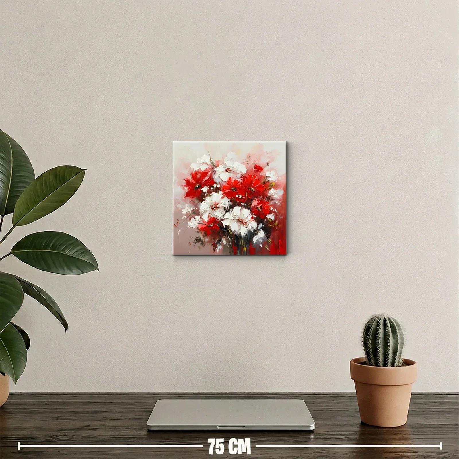 Flores vibrantes en rojo y blanco con fondo suave — miniatura 2
