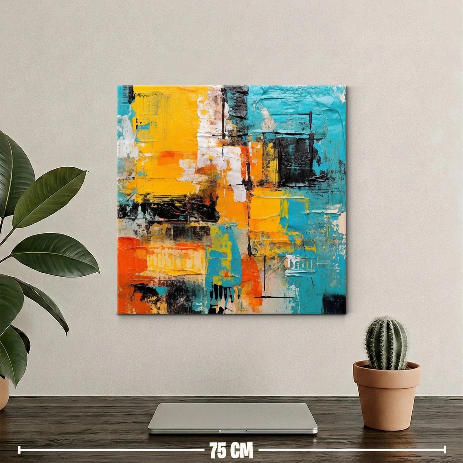 Cuadro abstracto con vibrantes tonos amarillos y azules — miniatura 2