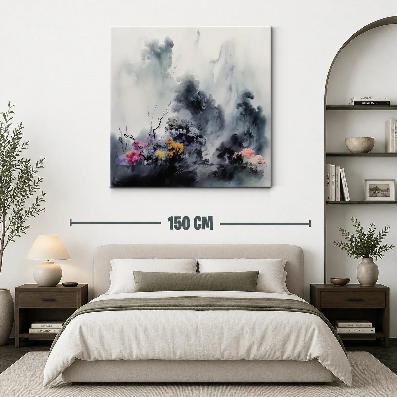 Paisaje Abstracto con Flores y Nubes en Tonos Suaves — miniatura 3