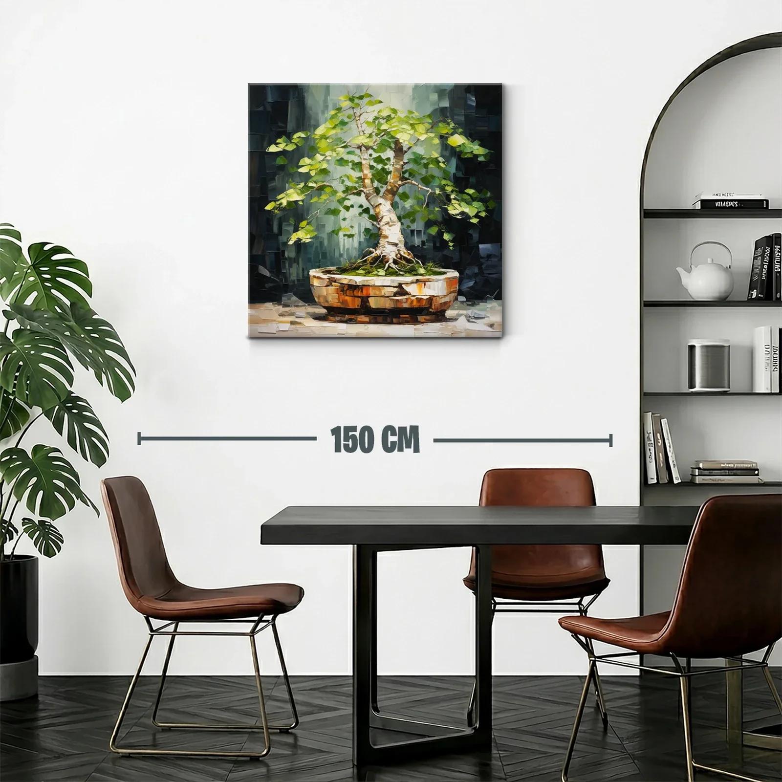 Cuadro árbol bonsái con vibrantes tonos verdes y marrones — miniatura 2