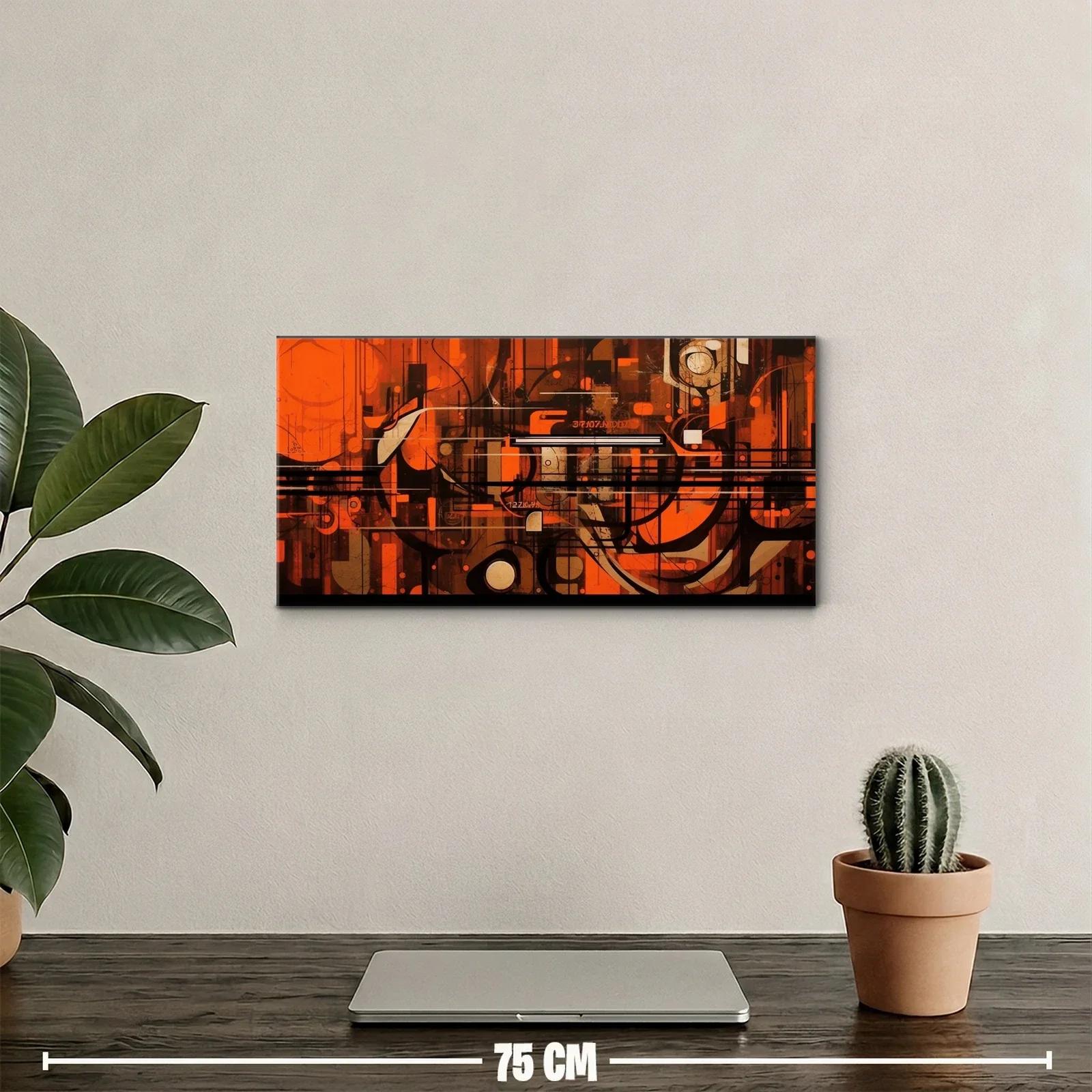 Cuadro composición geométrica abstracta con capas densas y arcos — miniatura 2