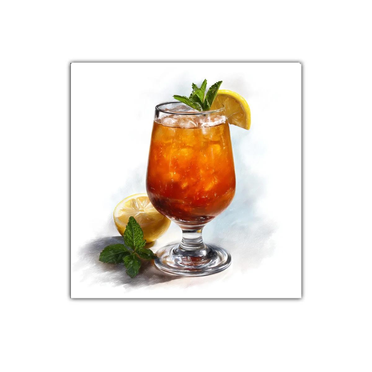 Cuadro decorativo vaso con té helado y rodaja de limón — imagen principal