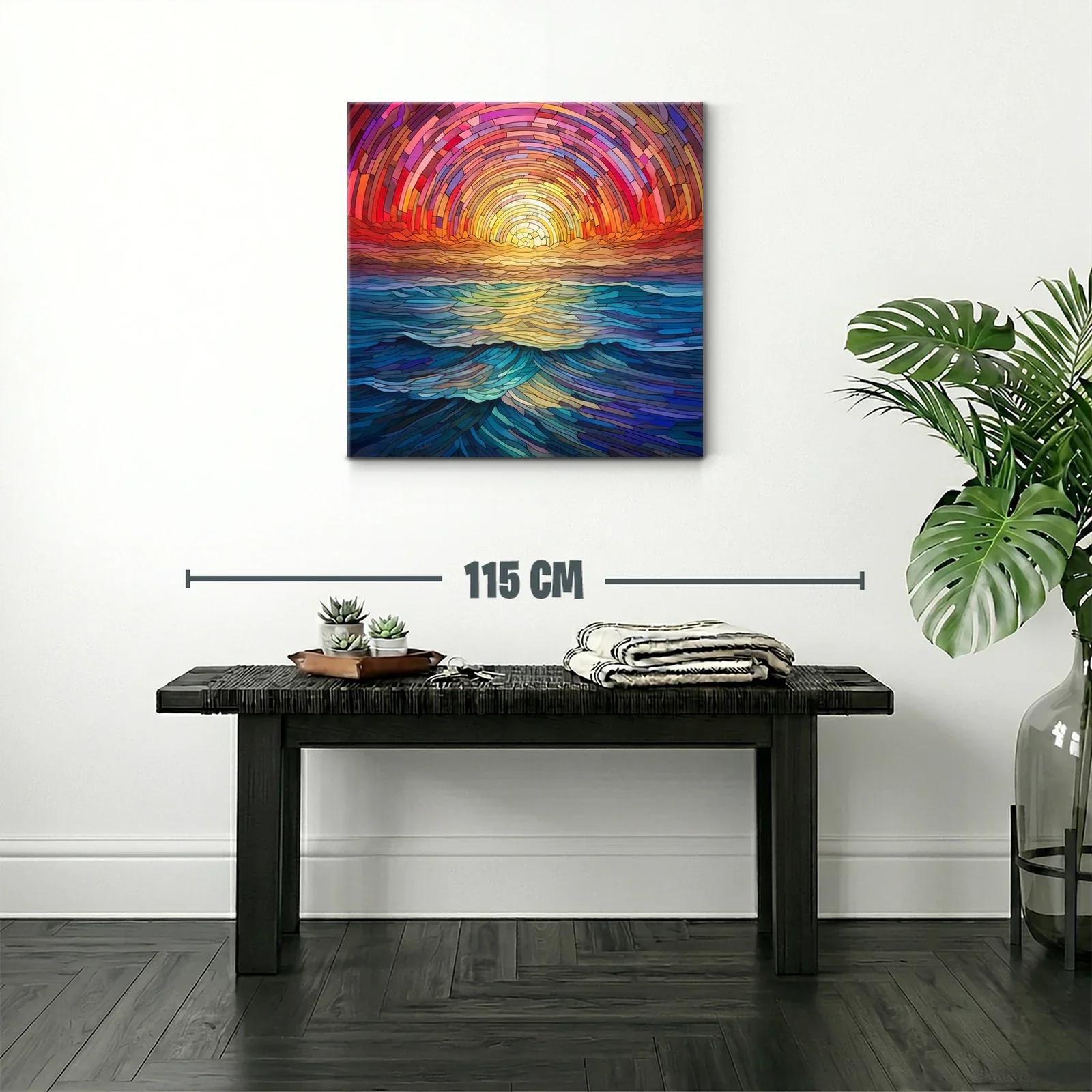 Atardecer vibrante sobre olas en tonos cálidos y azules — miniatura 2