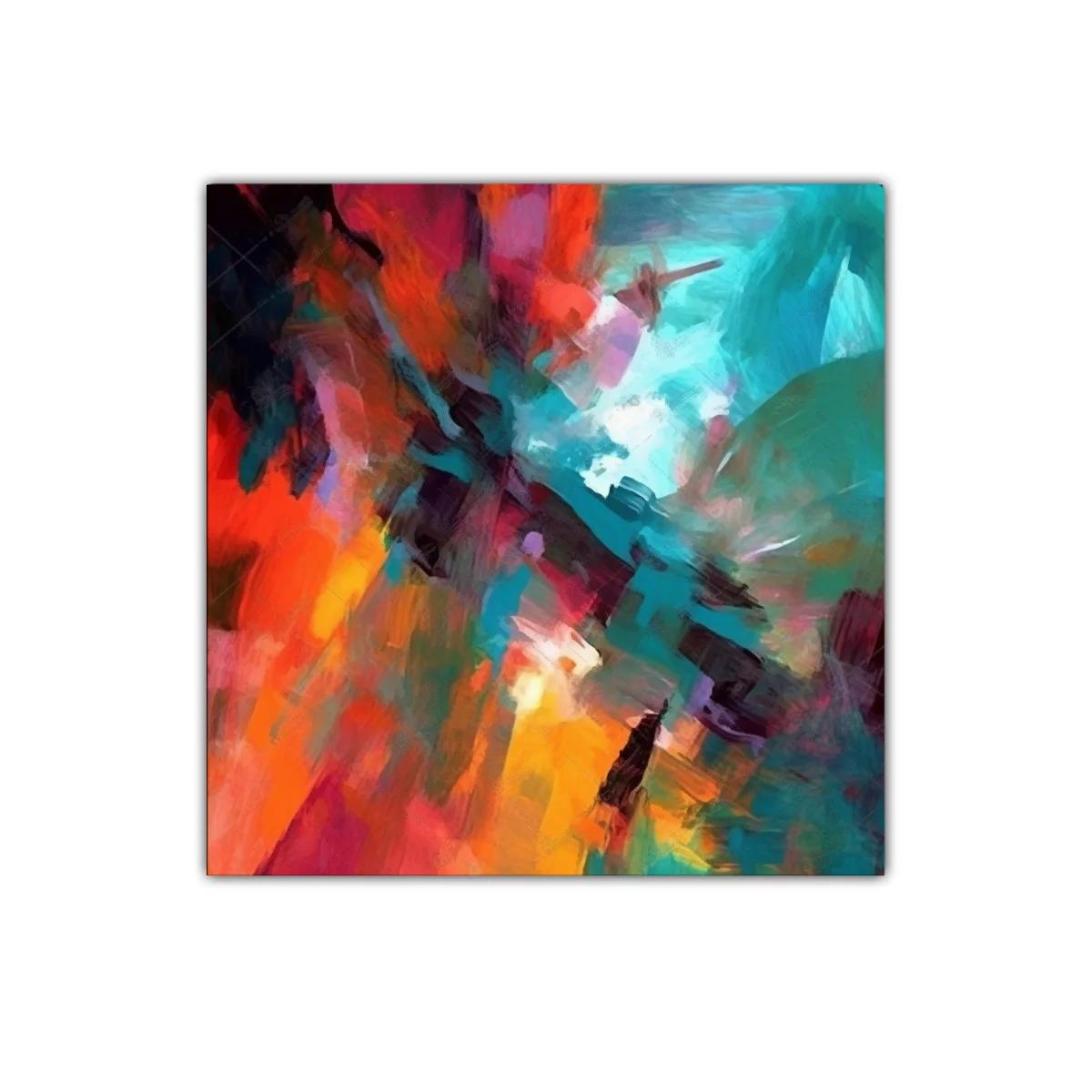 Cuadro abstracto con vibrantes tonos cálidos y fríos impactantes — imagen principal