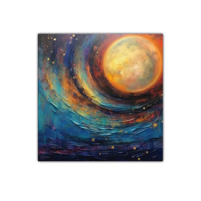 Cuadro decorativo con luz lunar y cielo estrellado vibrante