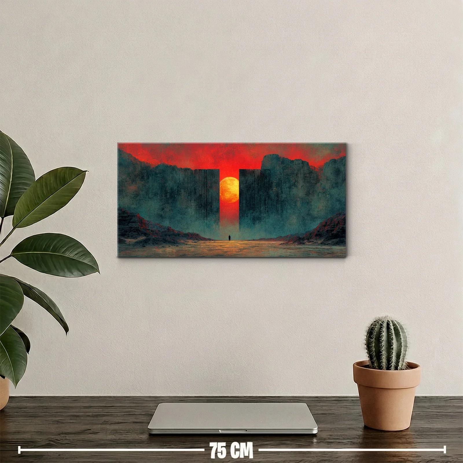 Cuadro sol poniente entre acantilados — miniatura 2