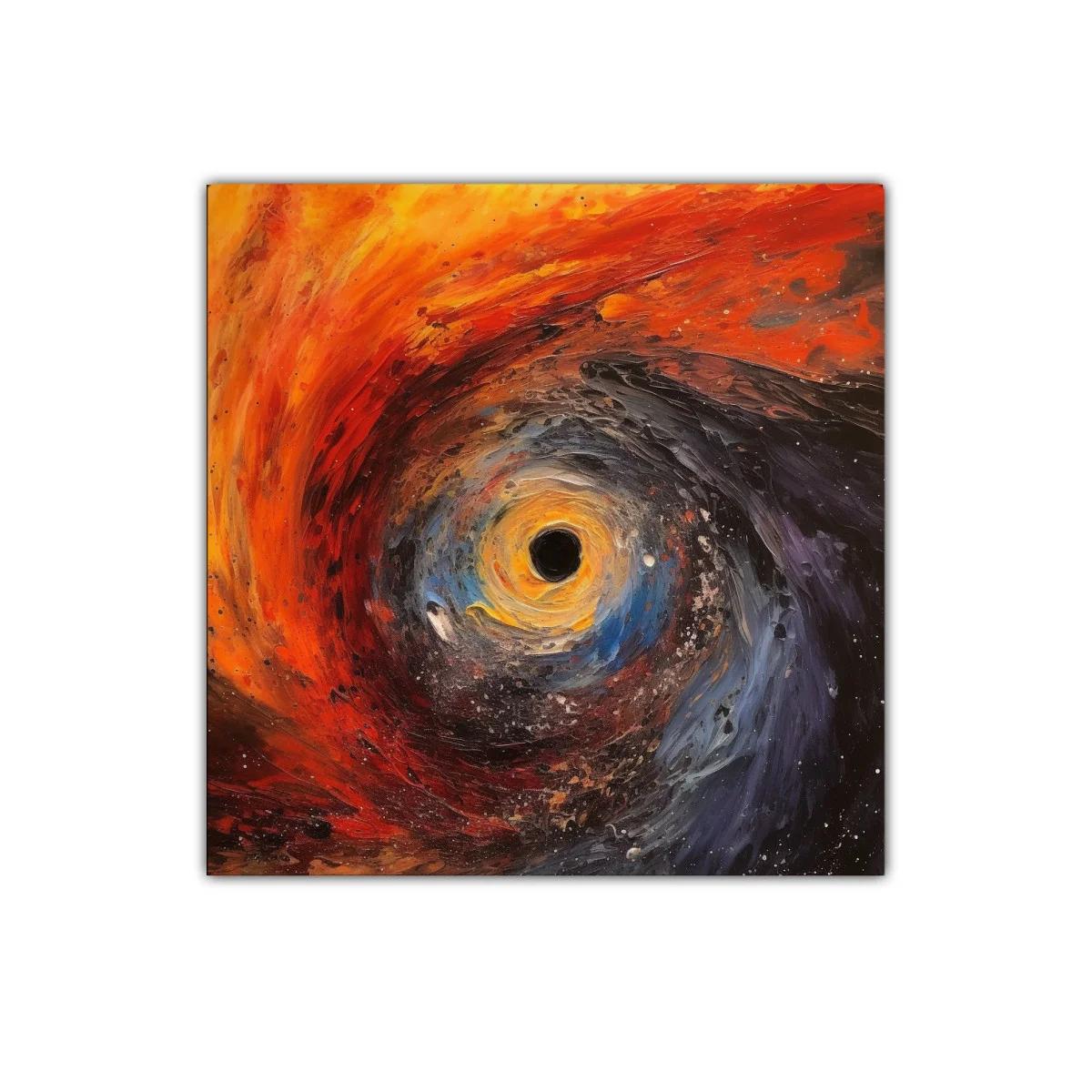 Cuadro abstracto de remolino cósmico en tonos intensos