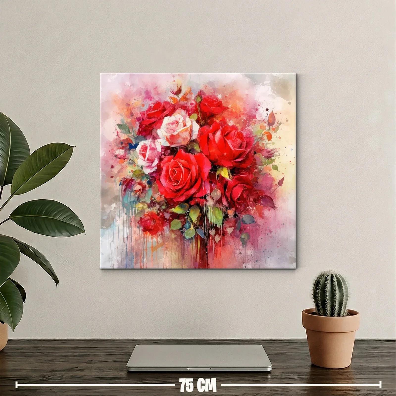 Ramo de rosas vibrantes con notas acuareladas y delicadas — miniatura 2