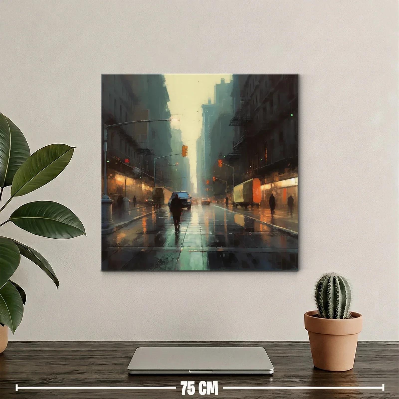 Atardecer lluvioso en la ciudad con luces cálidas — miniatura 2