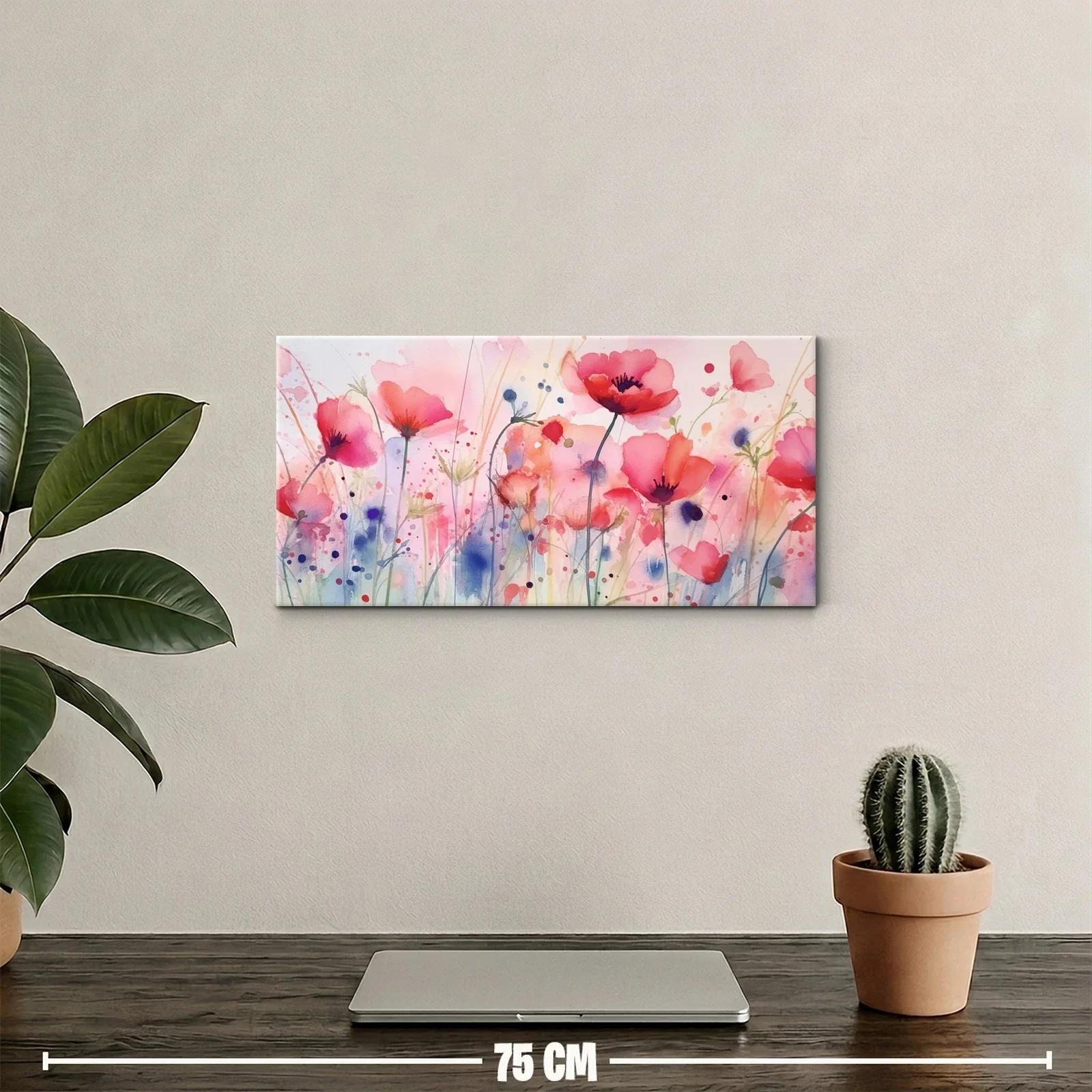 Cuadro amapolas rosadas con salpicaduras de pintura — miniatura 2