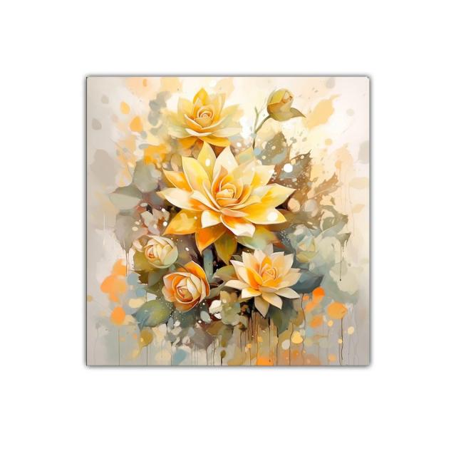 Cuadro decorativo de rosas amarillas para interiores cálidos