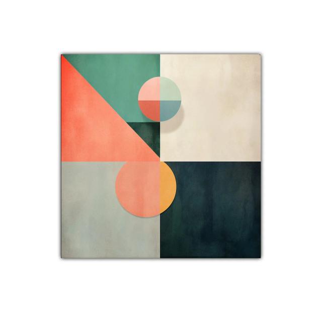 Composición geométrica con tonos coral y verde agua