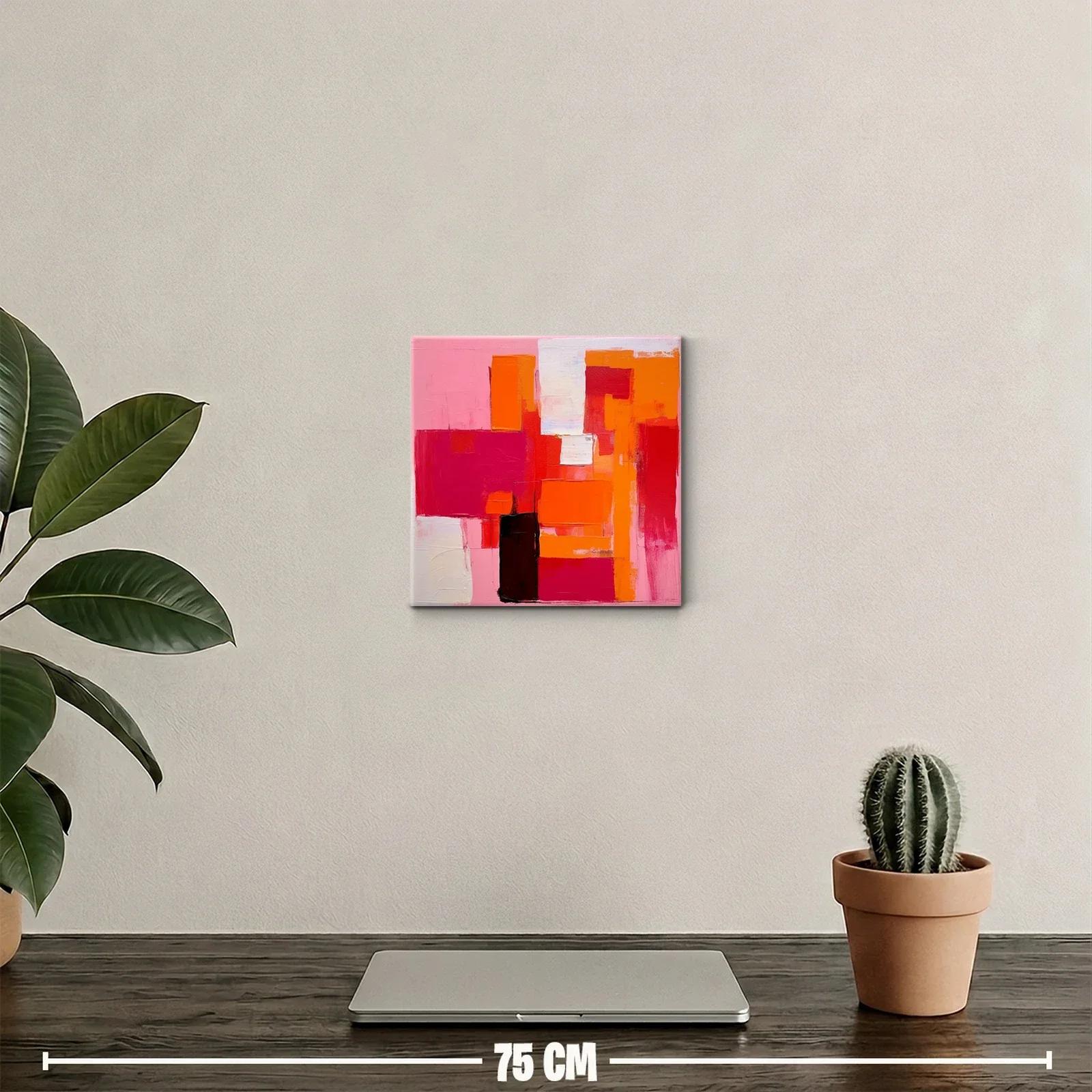 Cuadro abstracto en tonos cálidos vibrantes y formas geométricas — miniatura 2
