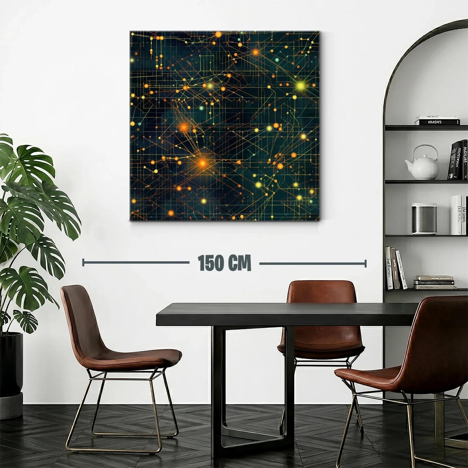 Cuadro abstracto con conexiones luminosas y trazos geométricos — miniatura 2