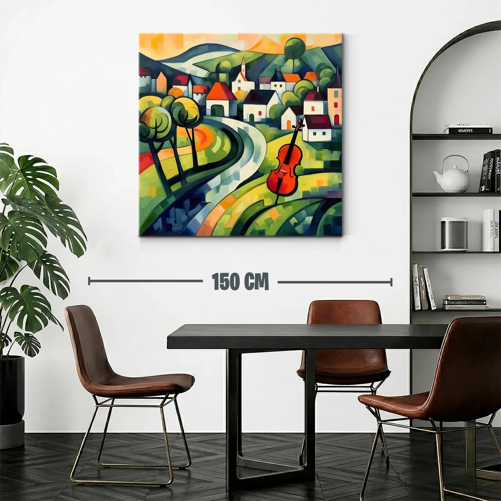 Paisaje con violonchelo en tonos vibrantes y curvas armoniosas — miniatura 2