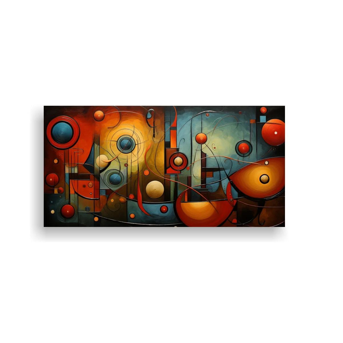 Cuadro abstracto geométrico con esferas en capas