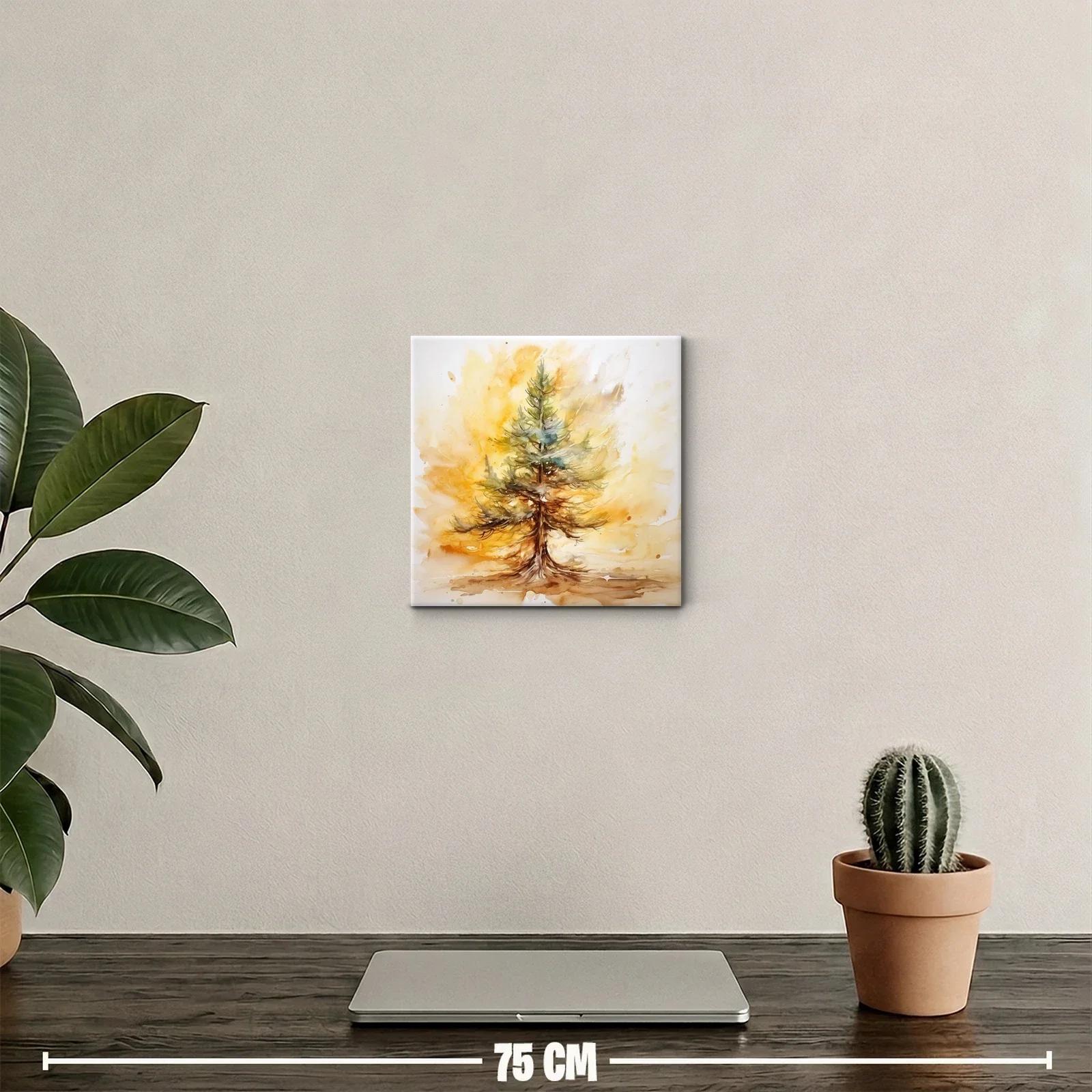 Cuadro con árbol en tonos cálidos y verdes — miniatura 2