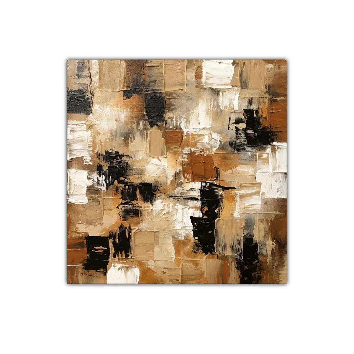 Arte abstracto en tonos tierra cálidos y contrastes neutros
