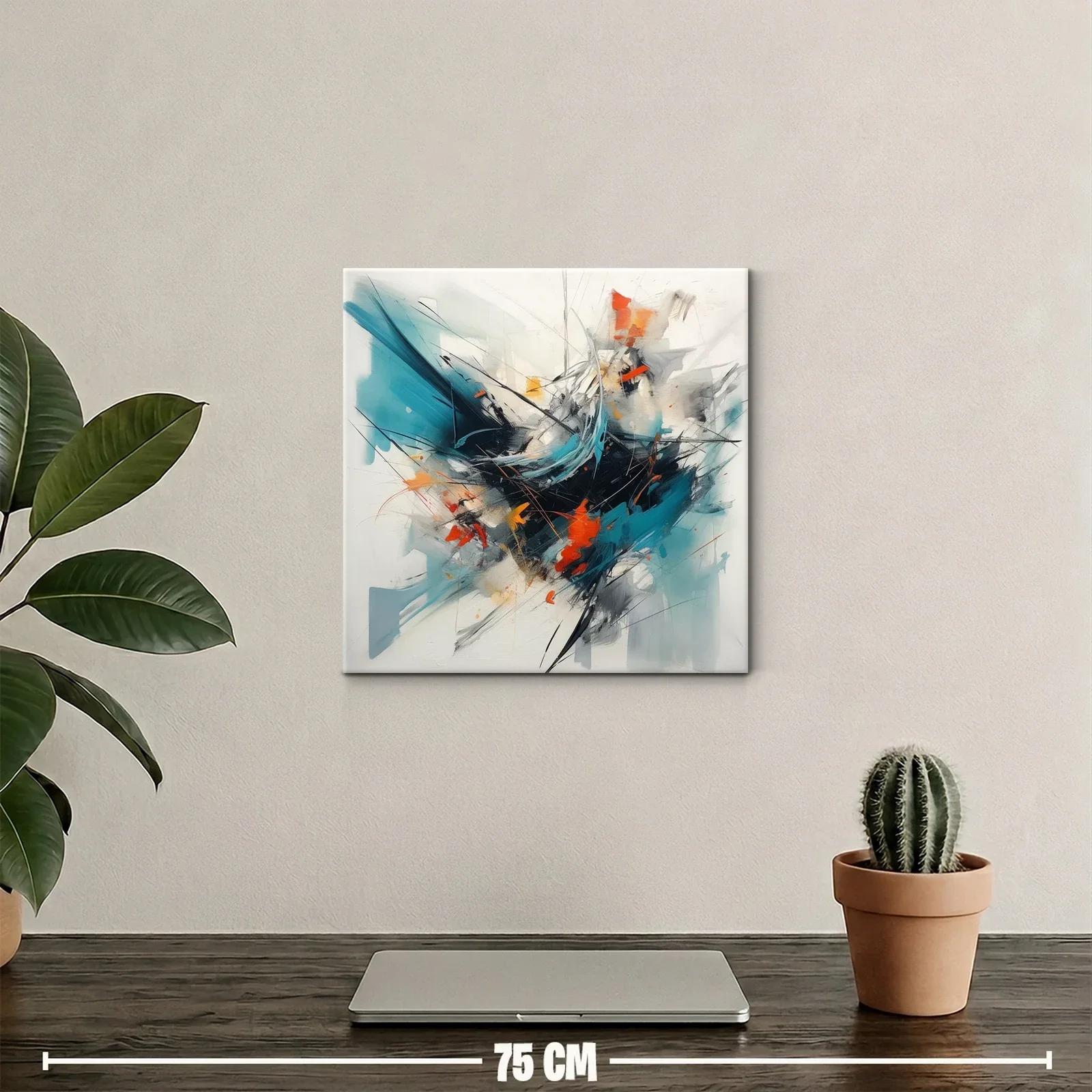 Composición abstracta con tonos turquesa y naranjas vibrantes — miniatura 2