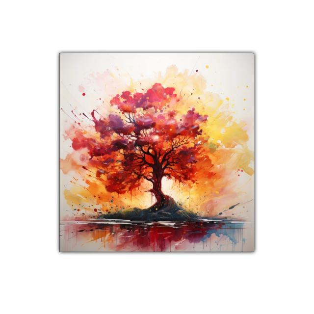 Árbol vibrante en explosión de colores cálidos y vivos