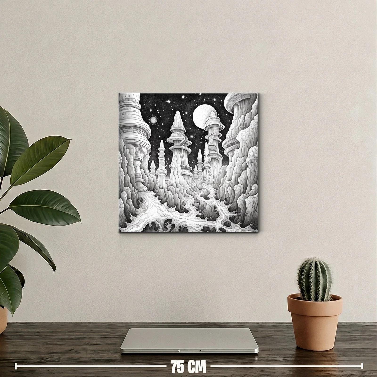 Paisaje futurista de torres imponentes y cielo estrellado — miniatura 2