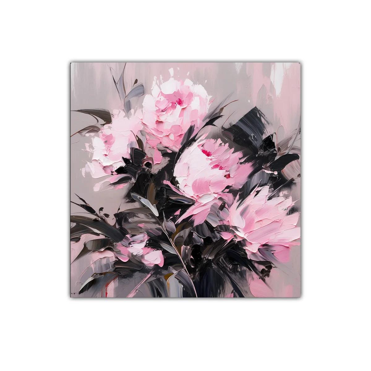 Cuadro decorativo con flores rosas en contraste oscuro — imagen principal