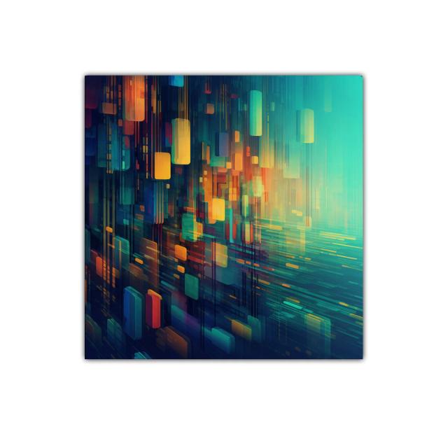 Cuadro abstracto vibrante con bloques de luz coloridos